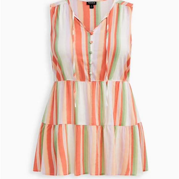 Torrid Size 2X 18-20 Tiered Tank - Textured Stretch Rayon Multi Stripe - Picture 5 of 5